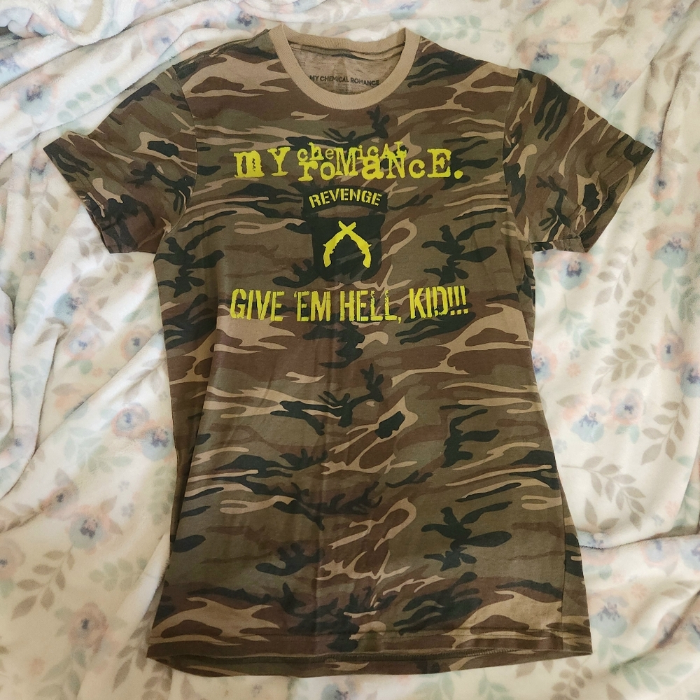 My Chemical Romance Camo Give Em Hell Kid Tee Shirt XS